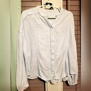 We The Free Light Blue Button-Down Shirt